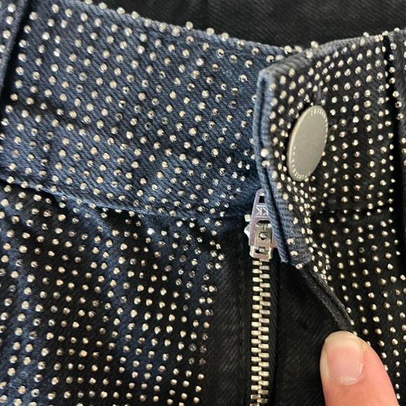 Zara Rhinestone Black Straight Leg Jeans Classic Style - Picture 7 of 12